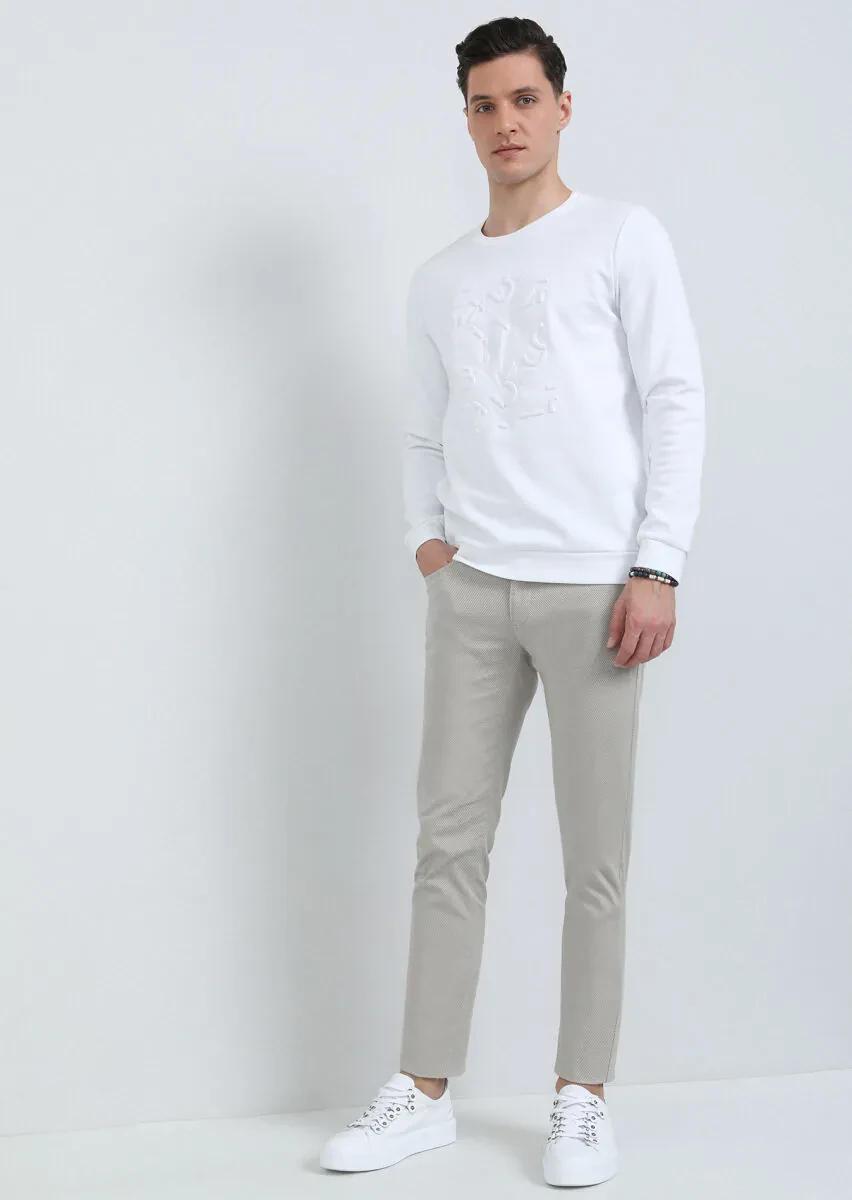 Kırık Beyaz Baskılı Sweatshırt - 3