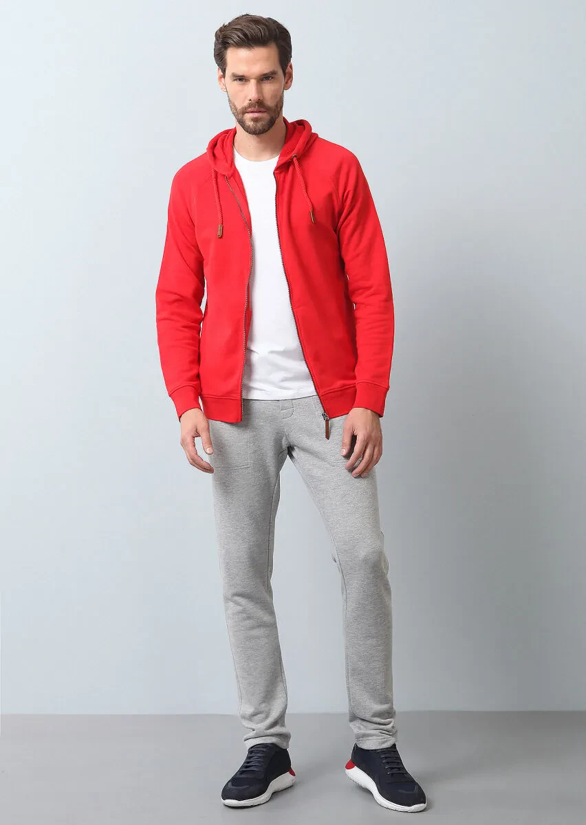Kırmızı Kapüşonlu Sweatshırt - 3