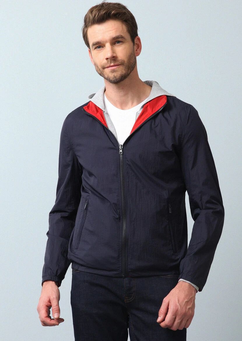 Kırmızı Regular Fit Dik Yaka Casual Dokuma Mont - 2