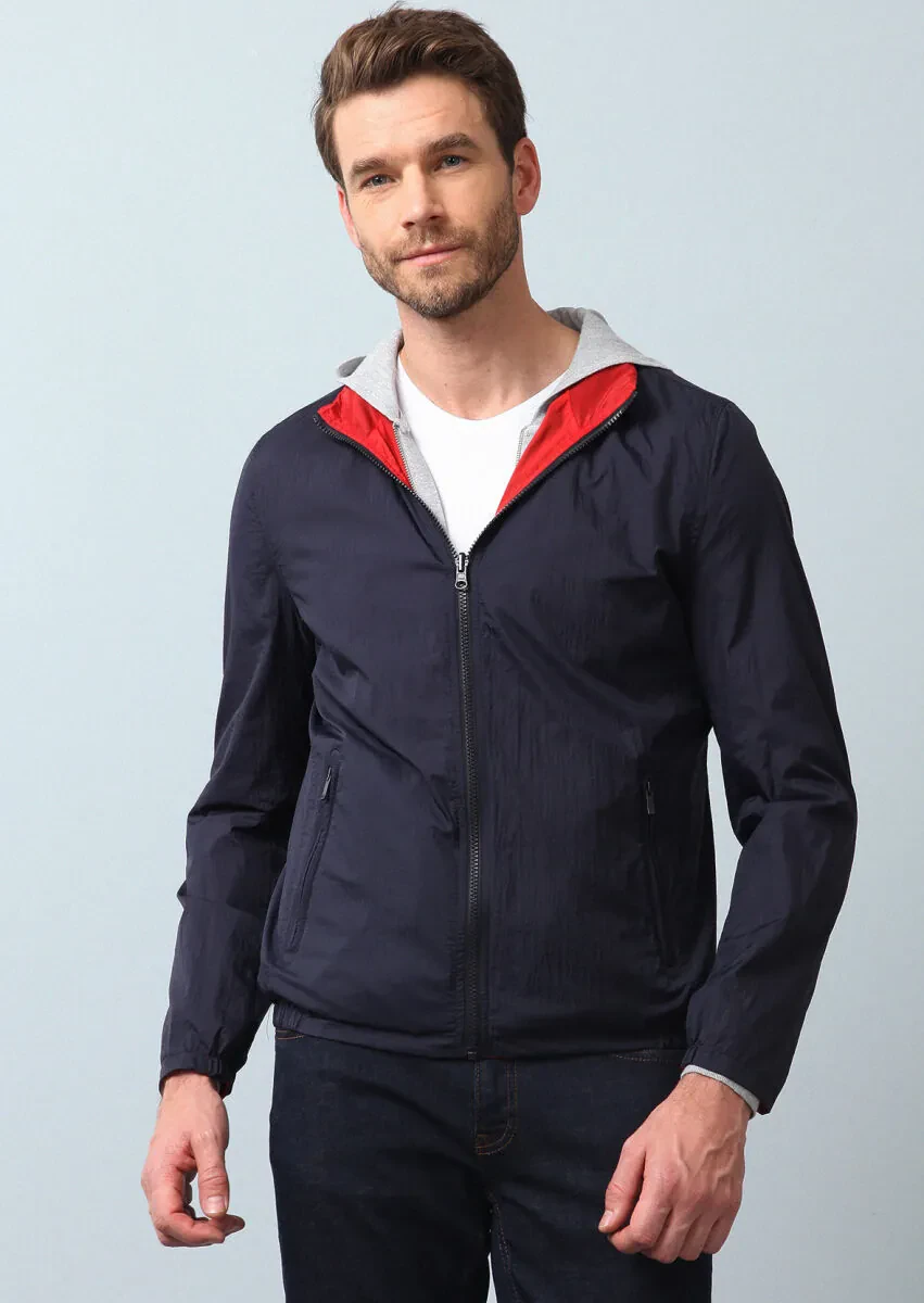 Kırmızı Regular Fit Dik Yaka Casual Dokuma Mont - 2