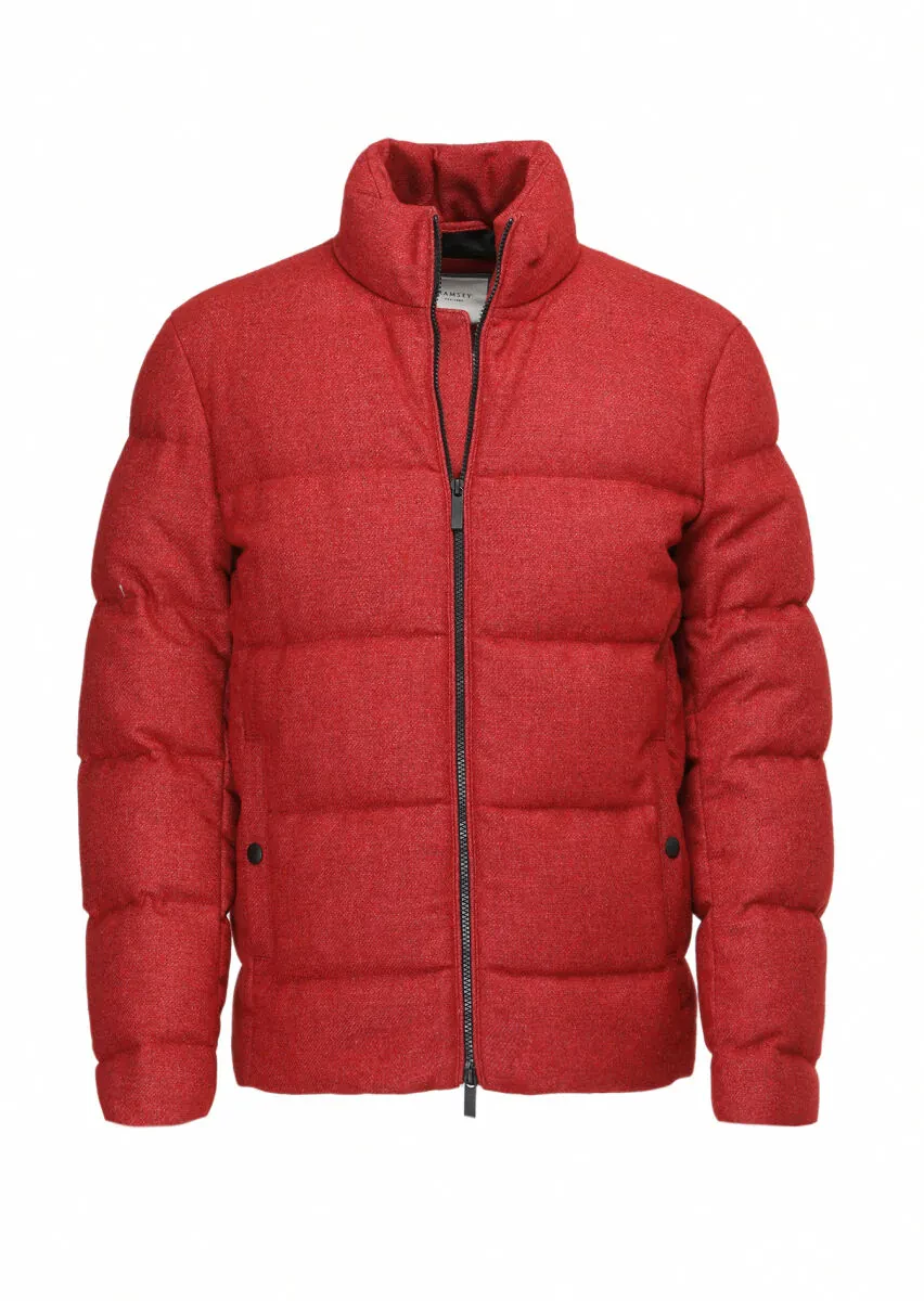 Kırmızı Regular Fit Dik Yaka Casual Dokuma Mont - 9