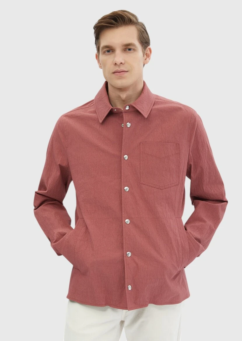 Kırmızı Regular Fit Gömlek Yaka Casual Dokuma Mont - 1