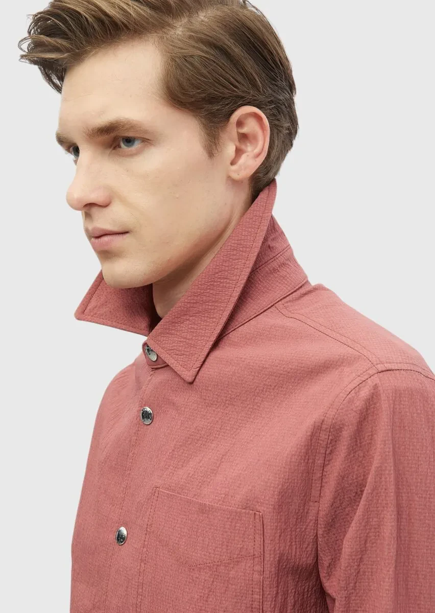 Kırmızı Regular Fit Gömlek Yaka Casual Dokuma Mont - 4