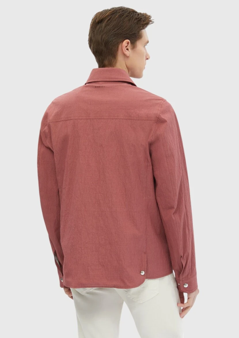 Kırmızı Regular Fit Gömlek Yaka Casual Dokuma Mont - 5