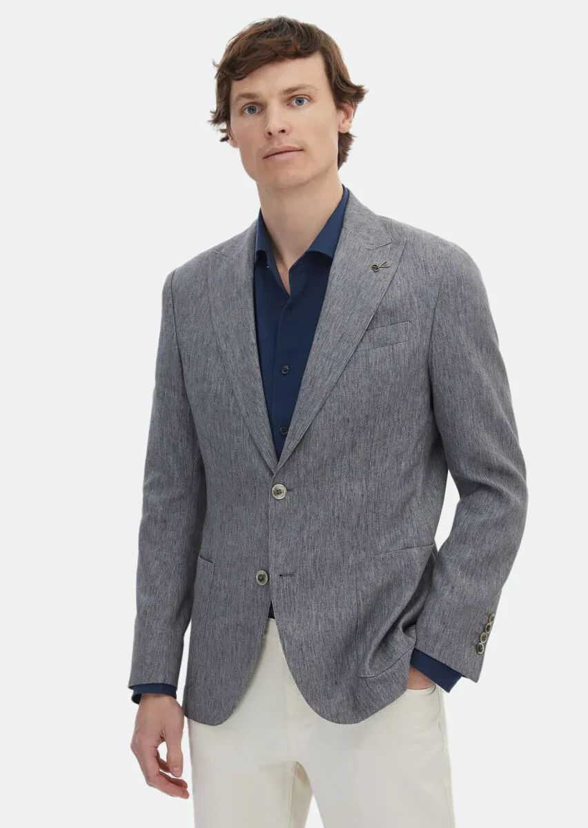 Koyu Gri Desenli Zeroweight Slim Fit Pamuk Karışımlı Ceket - 1