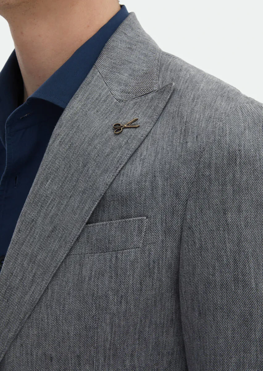 Koyu Gri Desenli Zeroweight Slim Fit Pamuk Karışımlı Ceket - 5