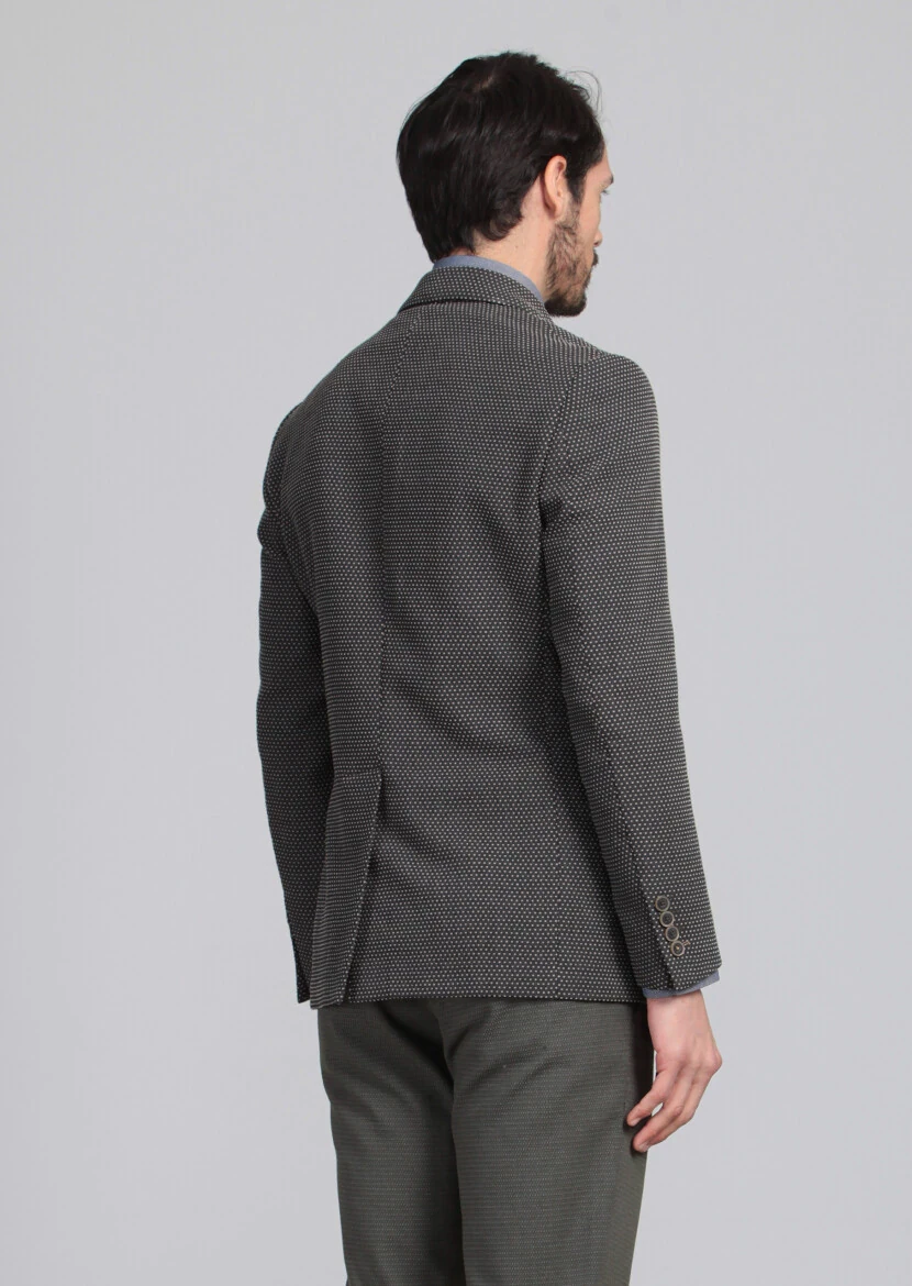 Koyu Gri Desenli Zeroweight Slim Fit Yün Karışımlı Ceket - 5