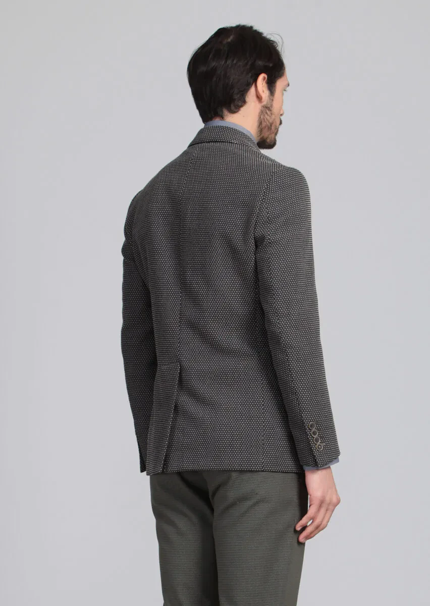 Koyu Gri Desenli Zeroweight Slim Fit Yün Karışımlı Ceket - 5