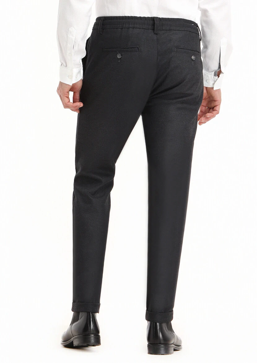 Koyu Gri Düz Dokuma Jogging Fit Casual Pantolon - 4