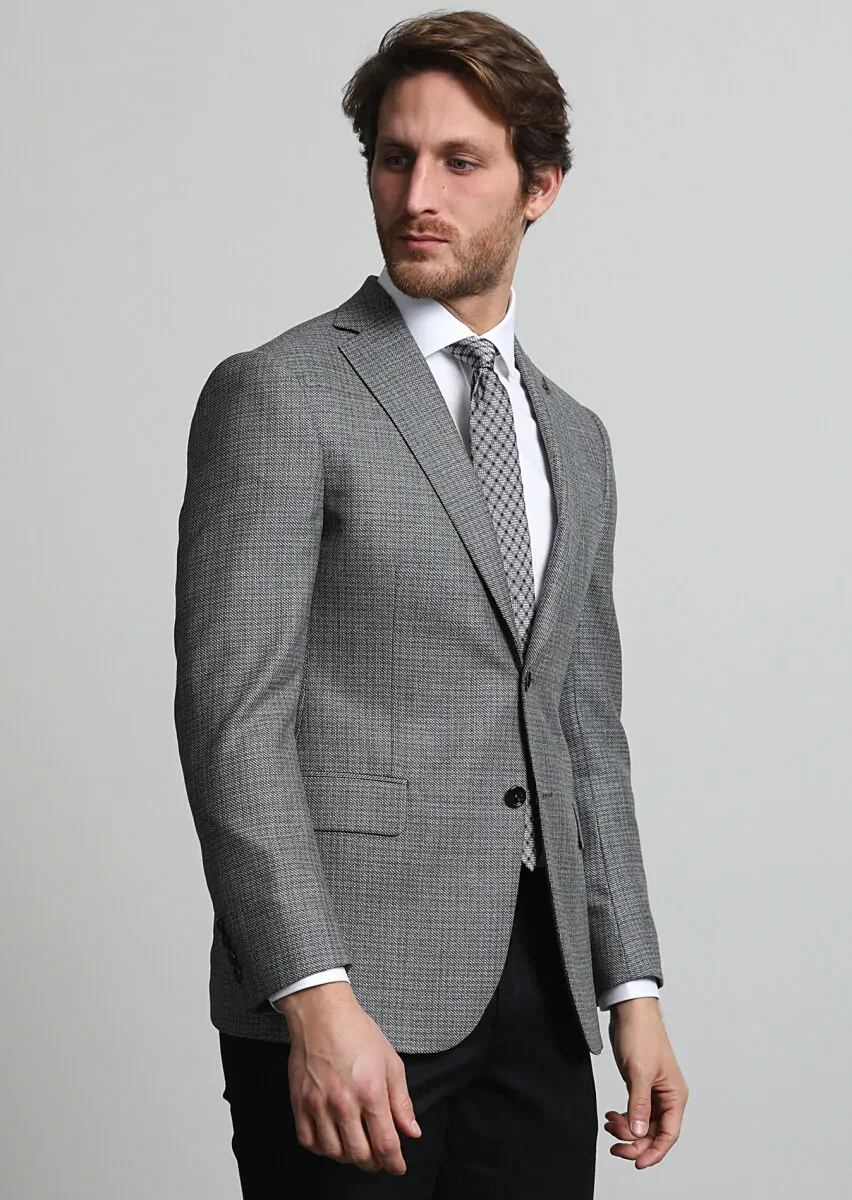 Koyu Gri Düz Regular Fit %100 Yün Ceket - 3