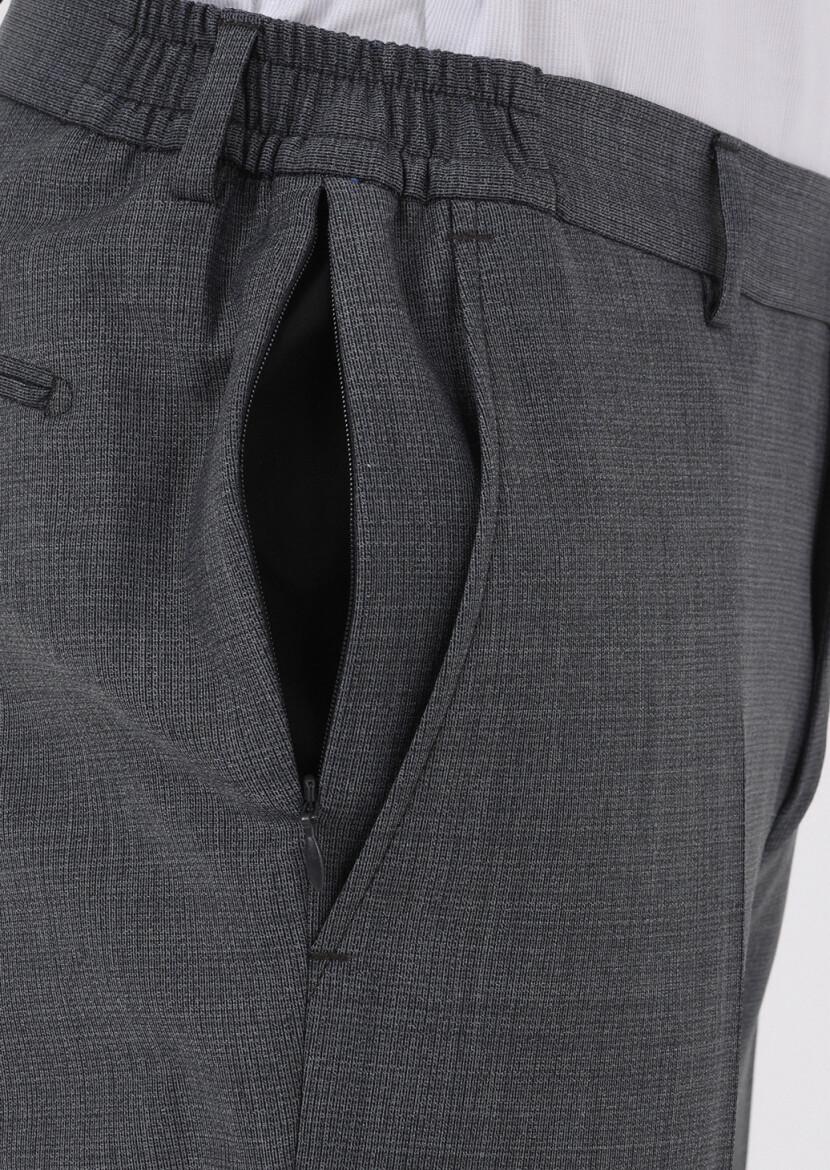 Koyu Gri Mikro Modern Fit Yün Karışımlı Takım Elbise - 6