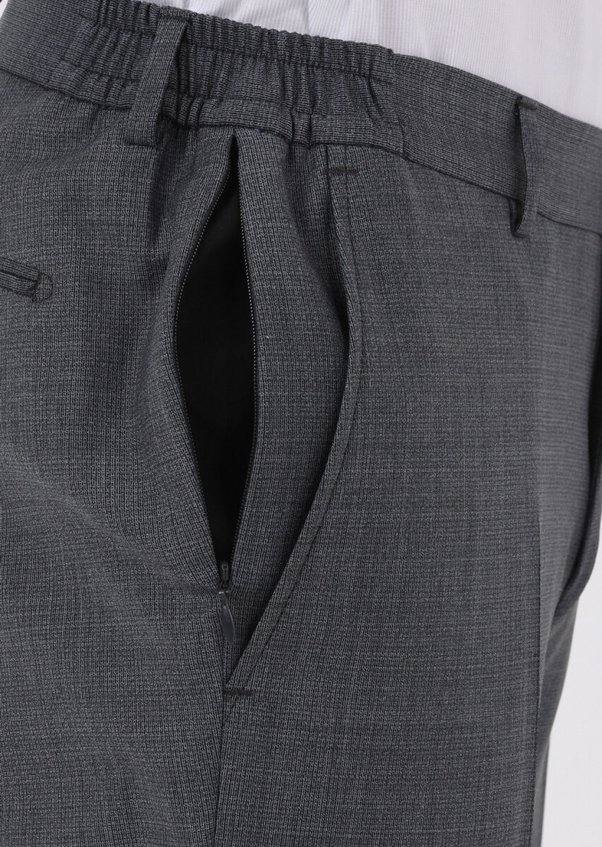 Koyu Gri Mikro Modern Fit Yün Karışımlı Takım Elbise - 6