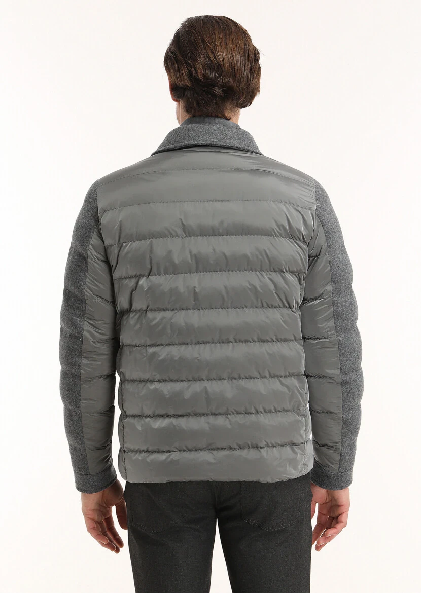 Koyu Gri Regular Fit Gömlek Yaka Casual Dokuma Mont - 7