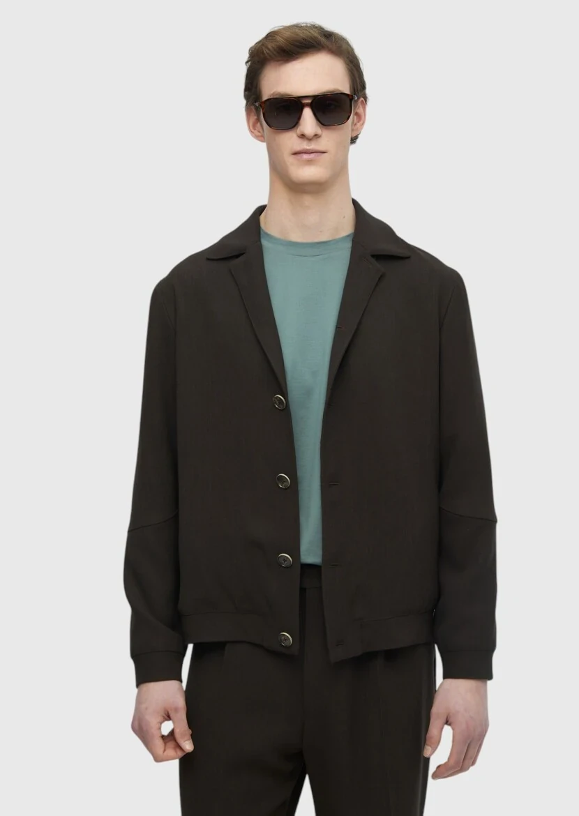 Koyu Kahve Düz Comfort Fit Yün Karışımlı Takım Elbise - 3