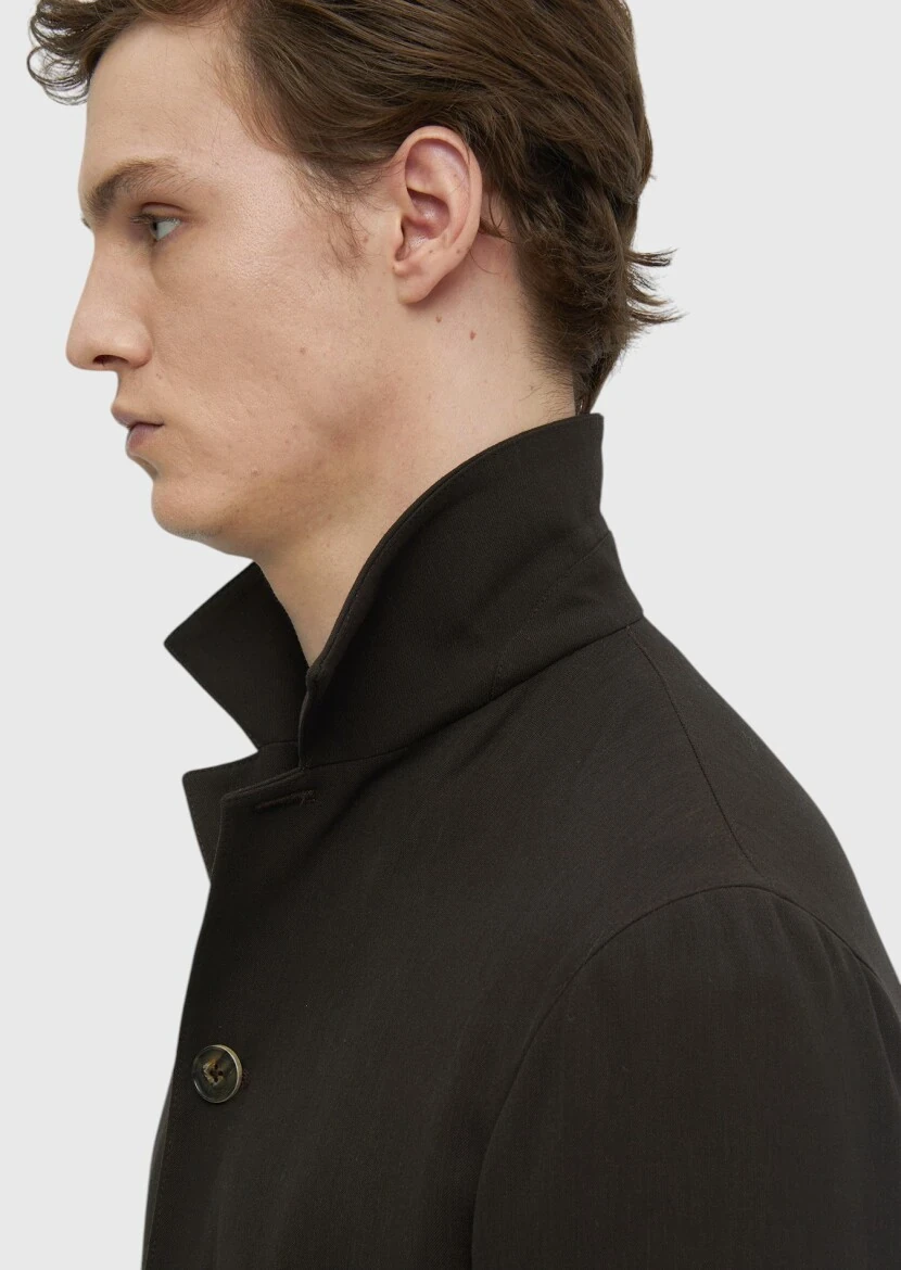 Koyu Kahve Düz Comfort Fit Yün Karışımlı Takım Elbise - 7