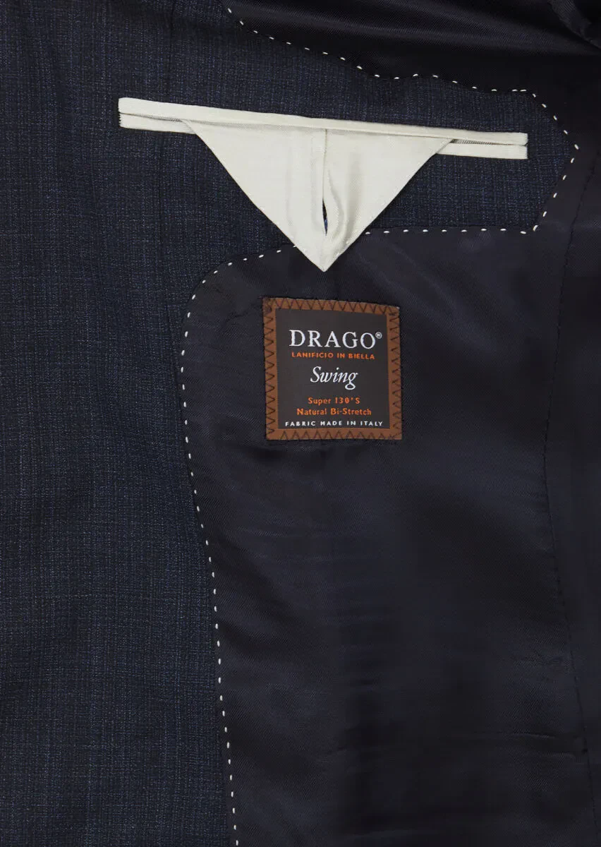 Koyu Lacivert Desenli Zeroweight Slim Fit %100 Yün Takım Elbise - 5