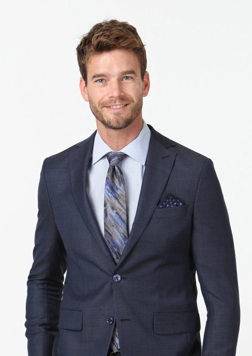 Koyu Lacivert Mikro Modern Fit %100 Yün Takım Elbise - 3