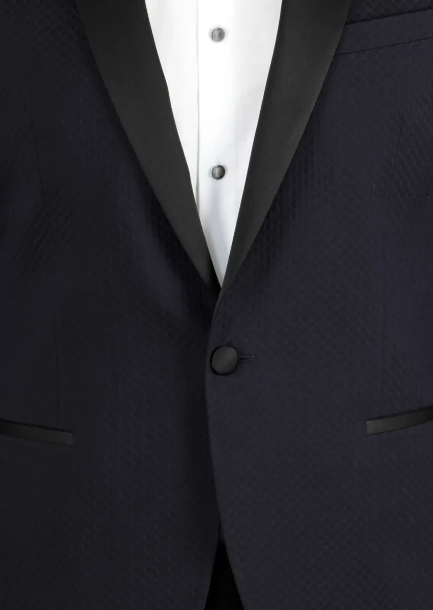 Koyu Lacivert Pamuk Karışımlı Smokin Ceket - 4