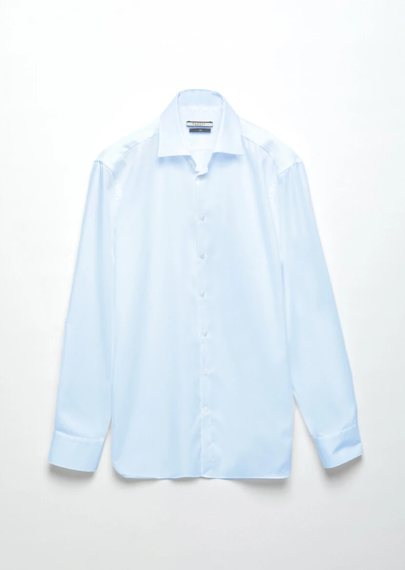 Koyu Mavi Düz Regular Fit Dokuma Klasik %100 Pamuk Gömlek - 7