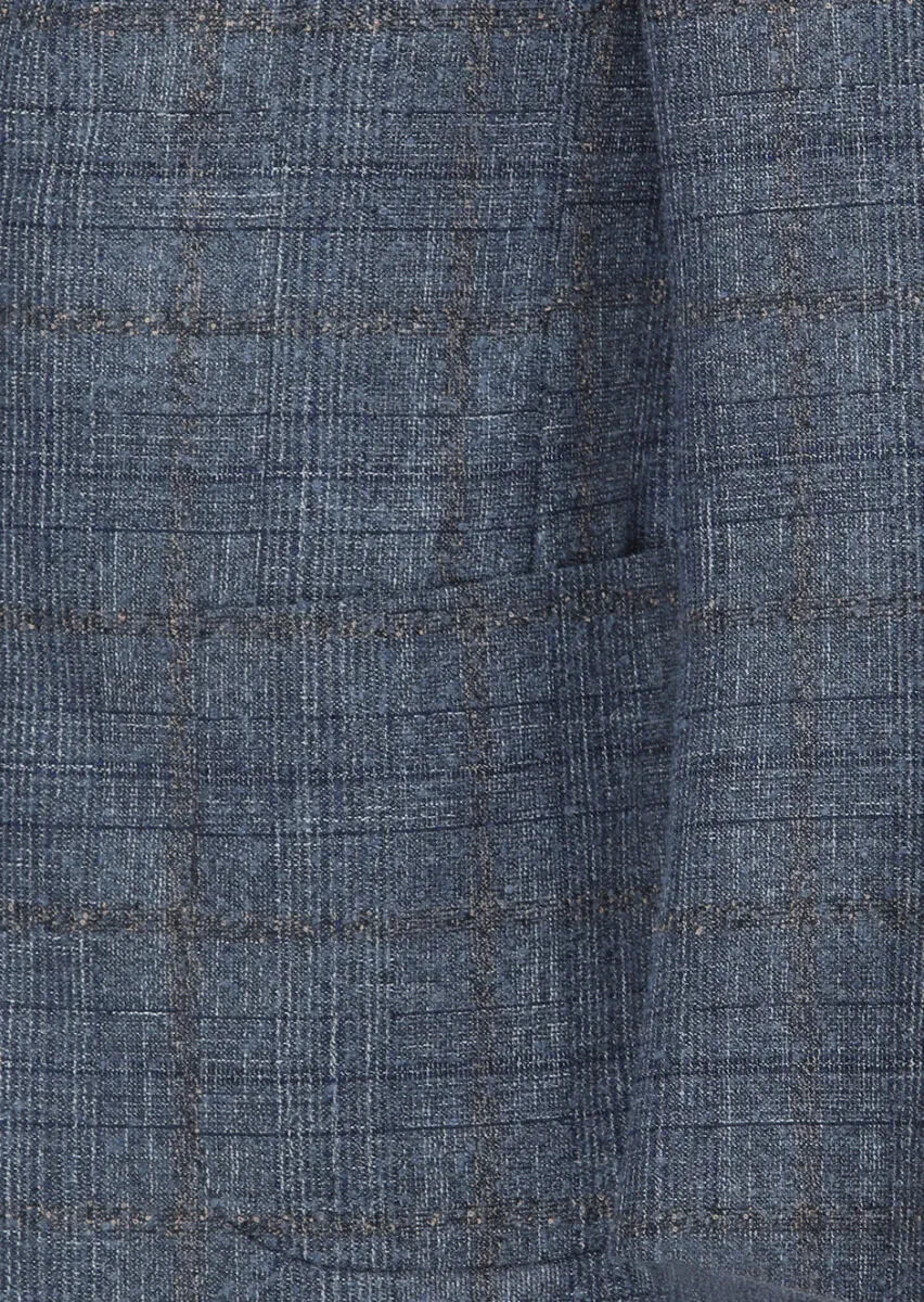 Koyu Mavi Kareli Zeroweight Slim Fit Yün Karışımlı Ceket - 3