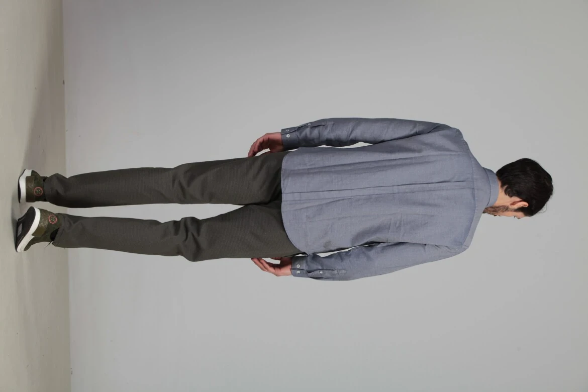 Koyu Mavi Mikro Fitted Fit Dokuma Casual %100 Pamuk Gömlek - 5