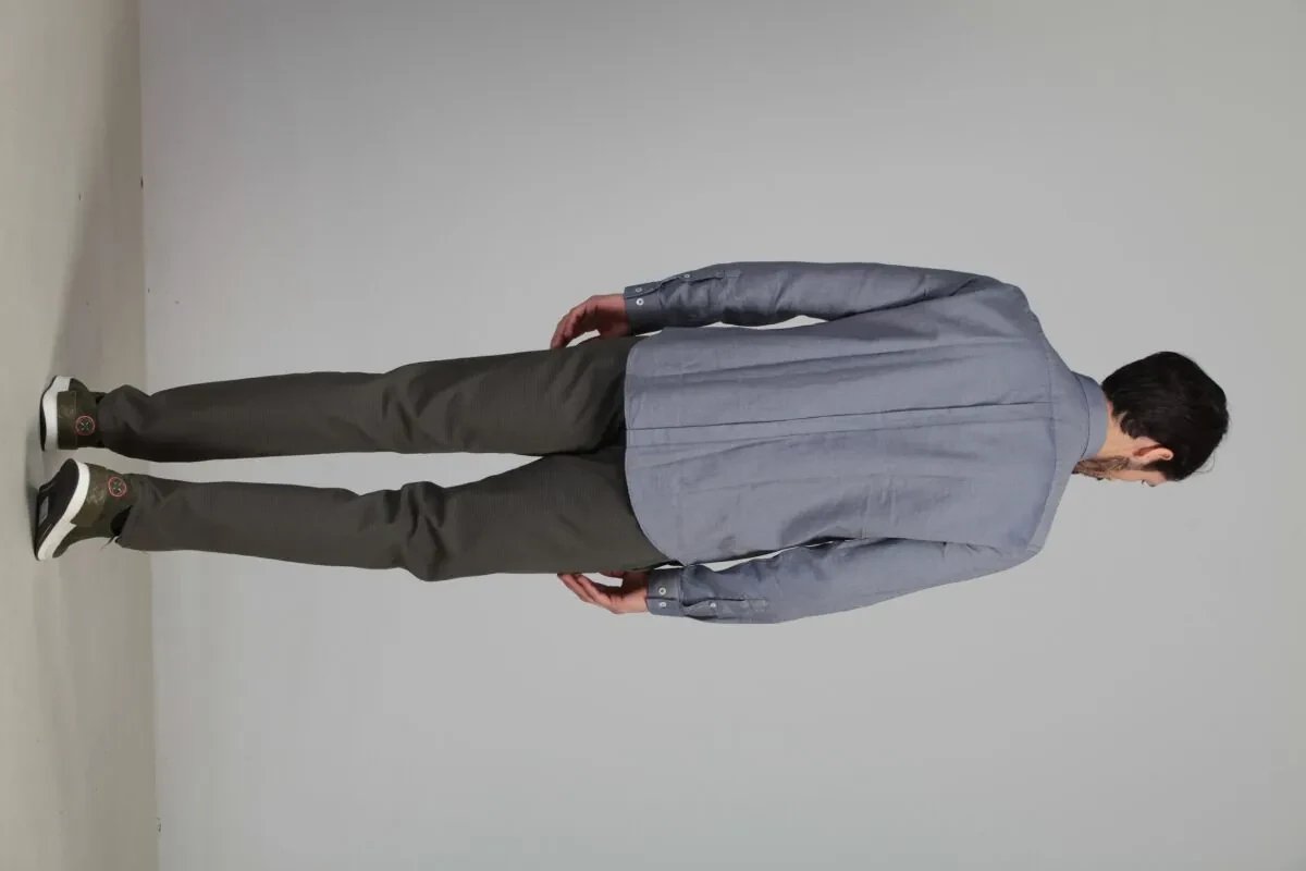 Koyu Mavi Mikro Fitted Fit Dokuma Casual %100 Pamuk Gömlek - 5