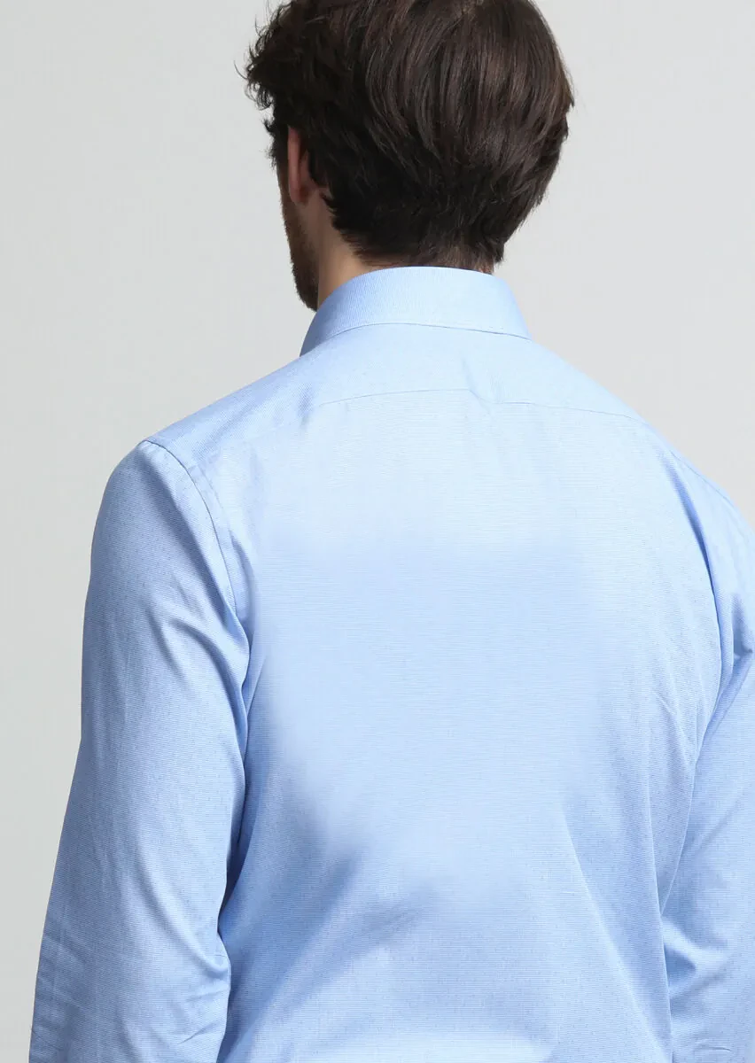 Koyu Mavi Mikro Regular Fit Dokuma Klasik %100 Pamuk Gömlek - 4