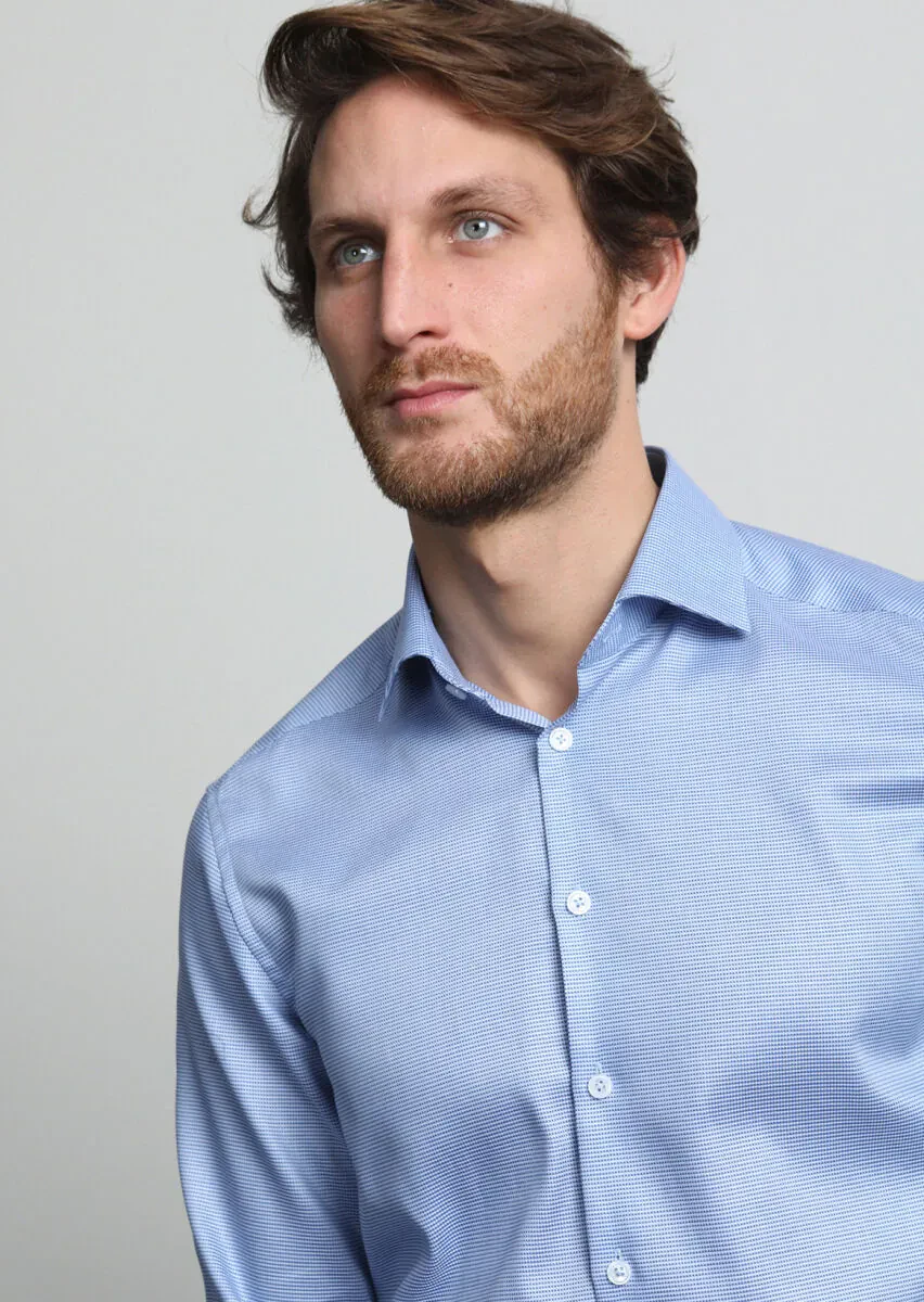 Koyu Mavi Regular Fit Dokuma Klasik %100 Pamuk Gömlek - 1