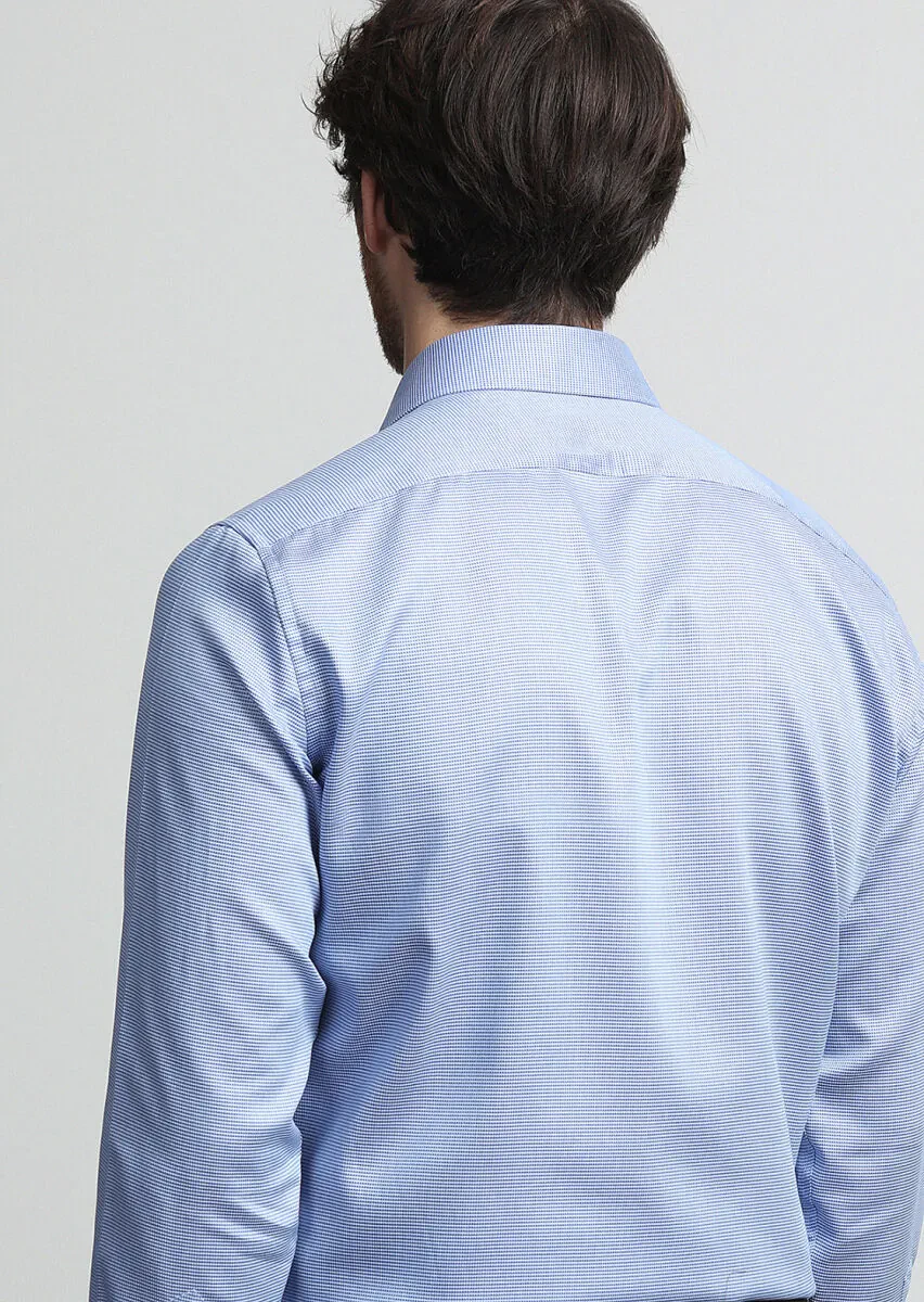 Koyu Mavi Regular Fit Dokuma Klasik %100 Pamuk Gömlek - 4