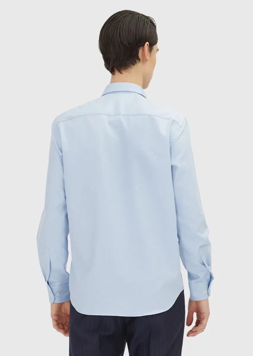 Koyu Mavi Regular Fit Dokuma Klasik %100 Pamuk Gömlek - 5