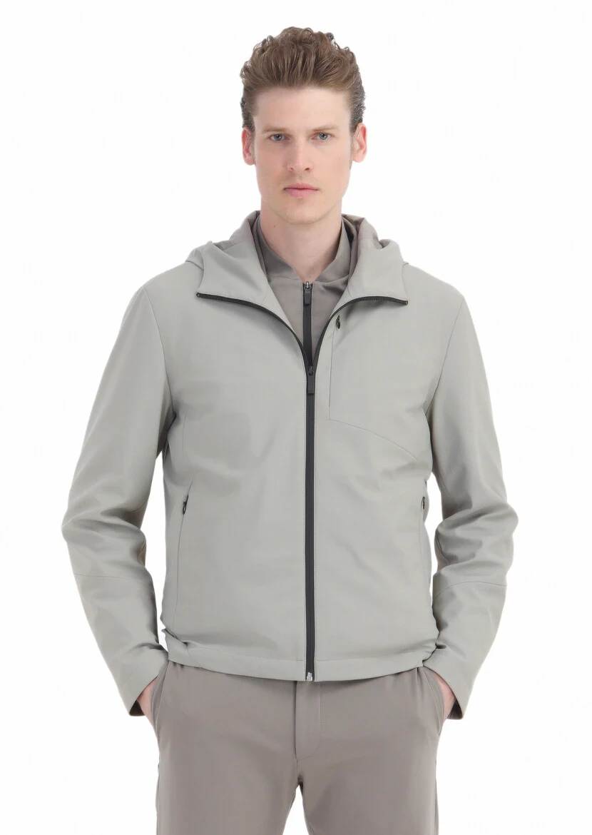 Kum Comfort Fit Kapüşonlu Spor Dokuma Mont - 1