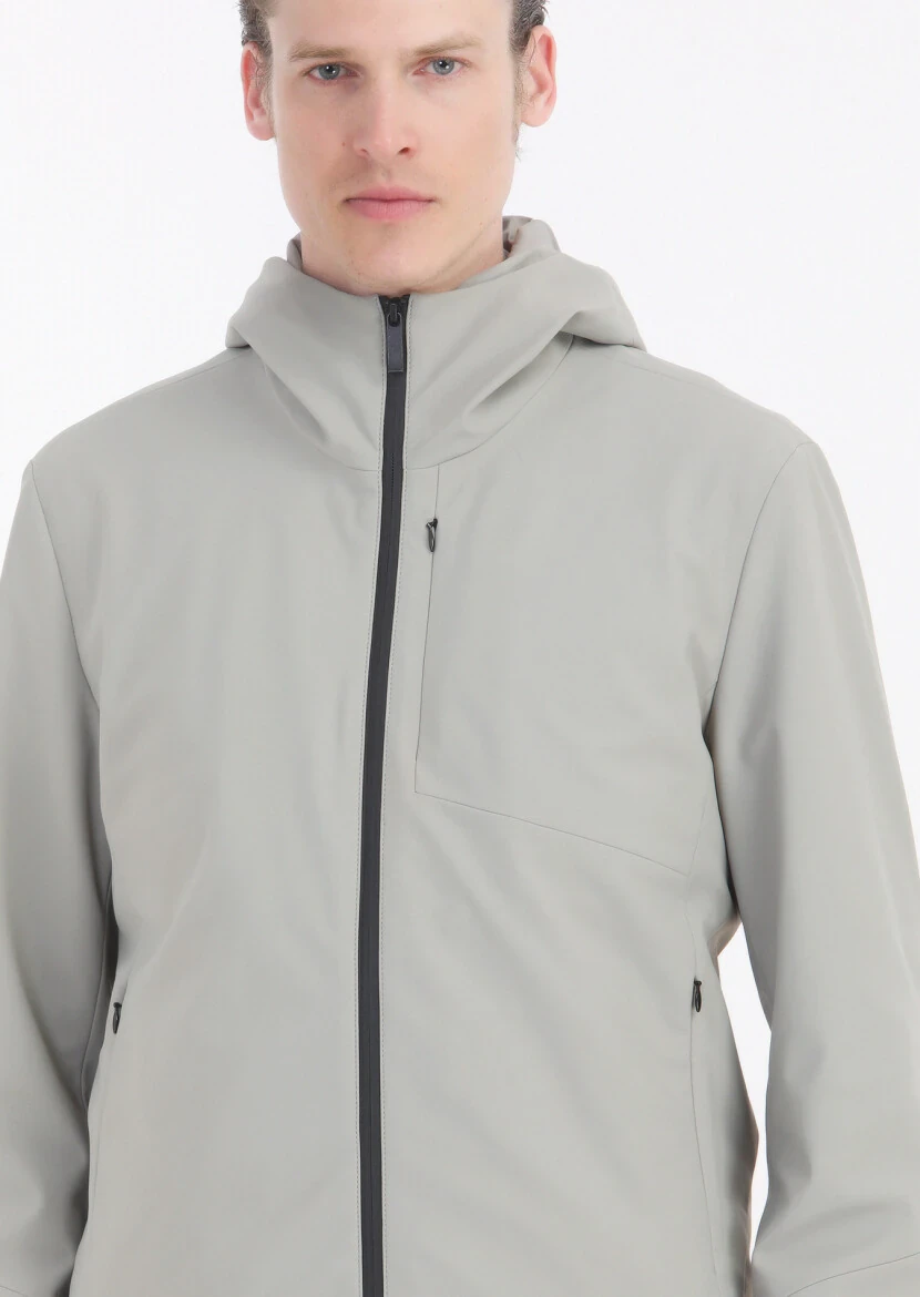 Kum Comfort Fit Kapüşonlu Spor Dokuma Mont - 5