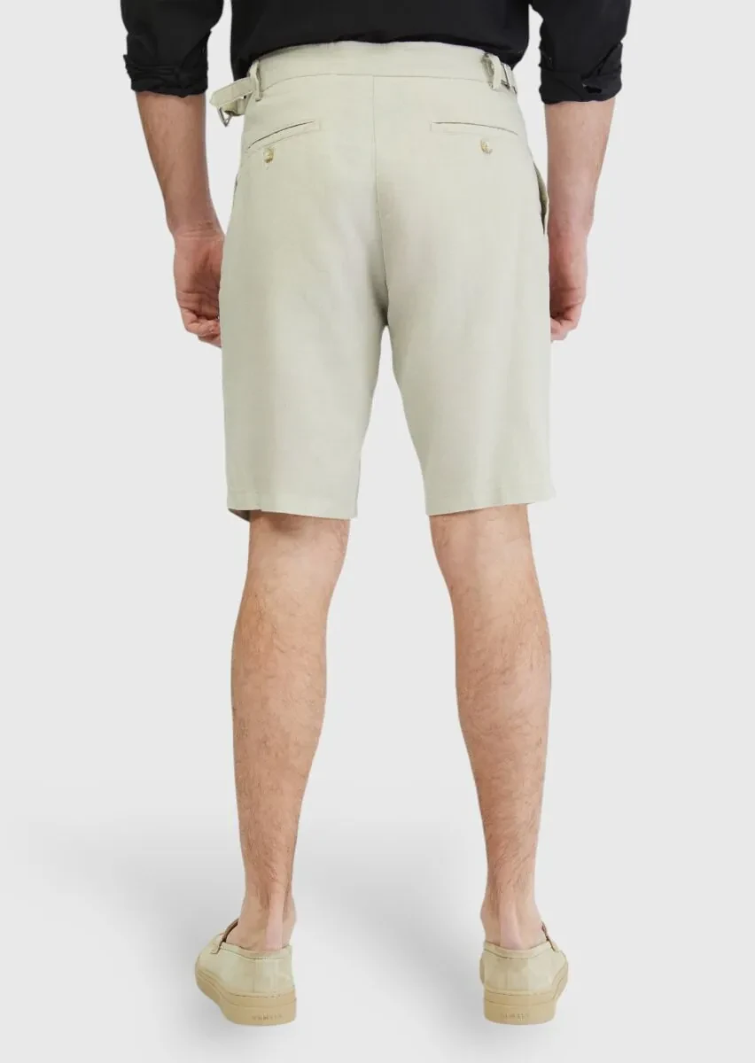 Kum Düz Dokuma Carrot Fit Casual %100 Keten Bermuda - 5