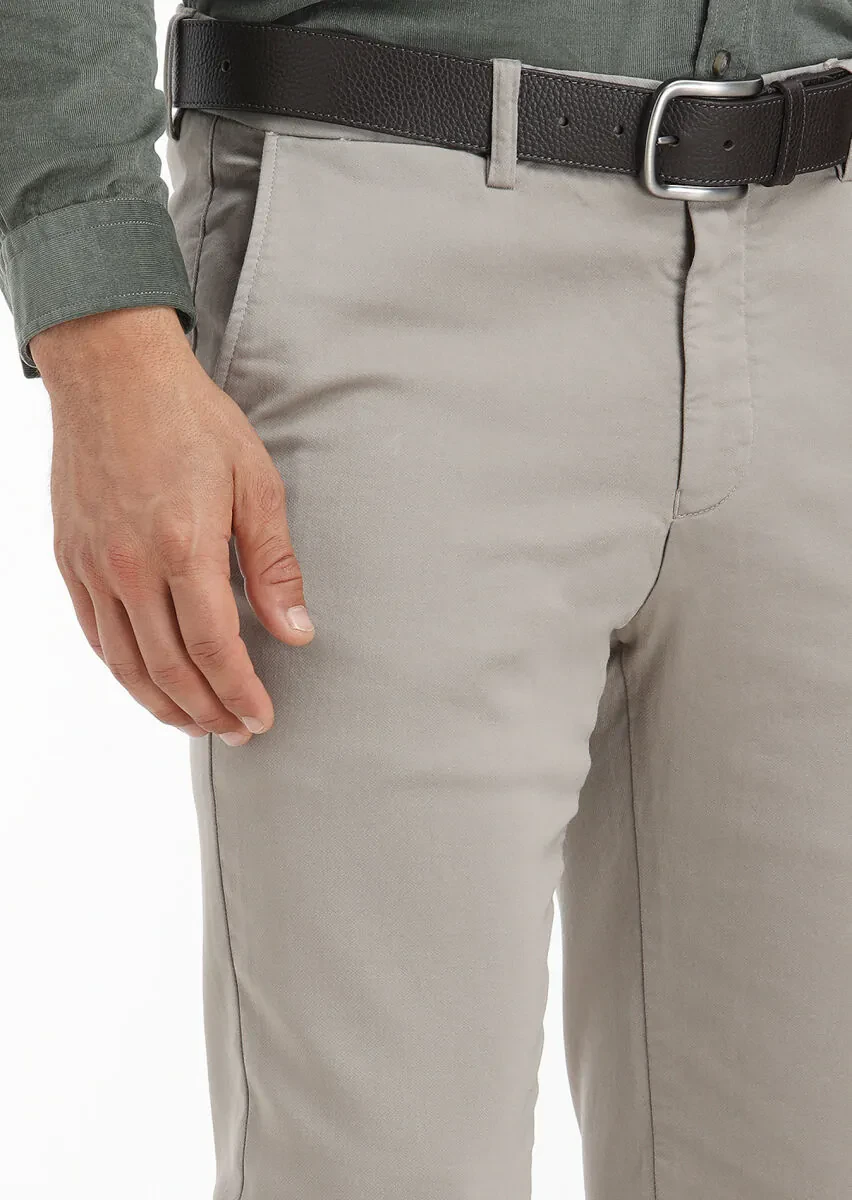 Kum Düz Dokuma Regular Fit Casual Pamuk Karışımlı Pantolon - 3