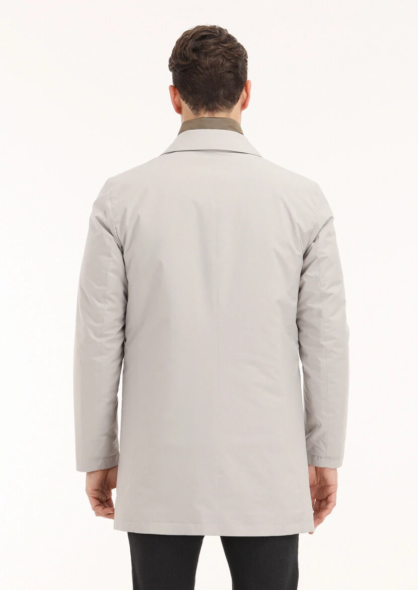 Kum Regular Fit Gömlek Yaka Casual Dokuma Pardesü - 5