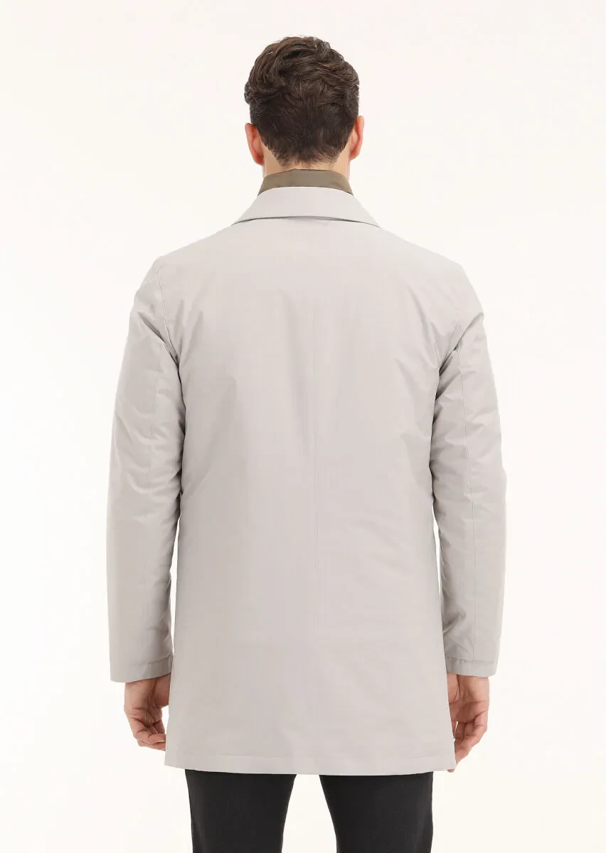 Kum Regular Fit Gömlek Yaka Casual Dokuma Pardesü - 5