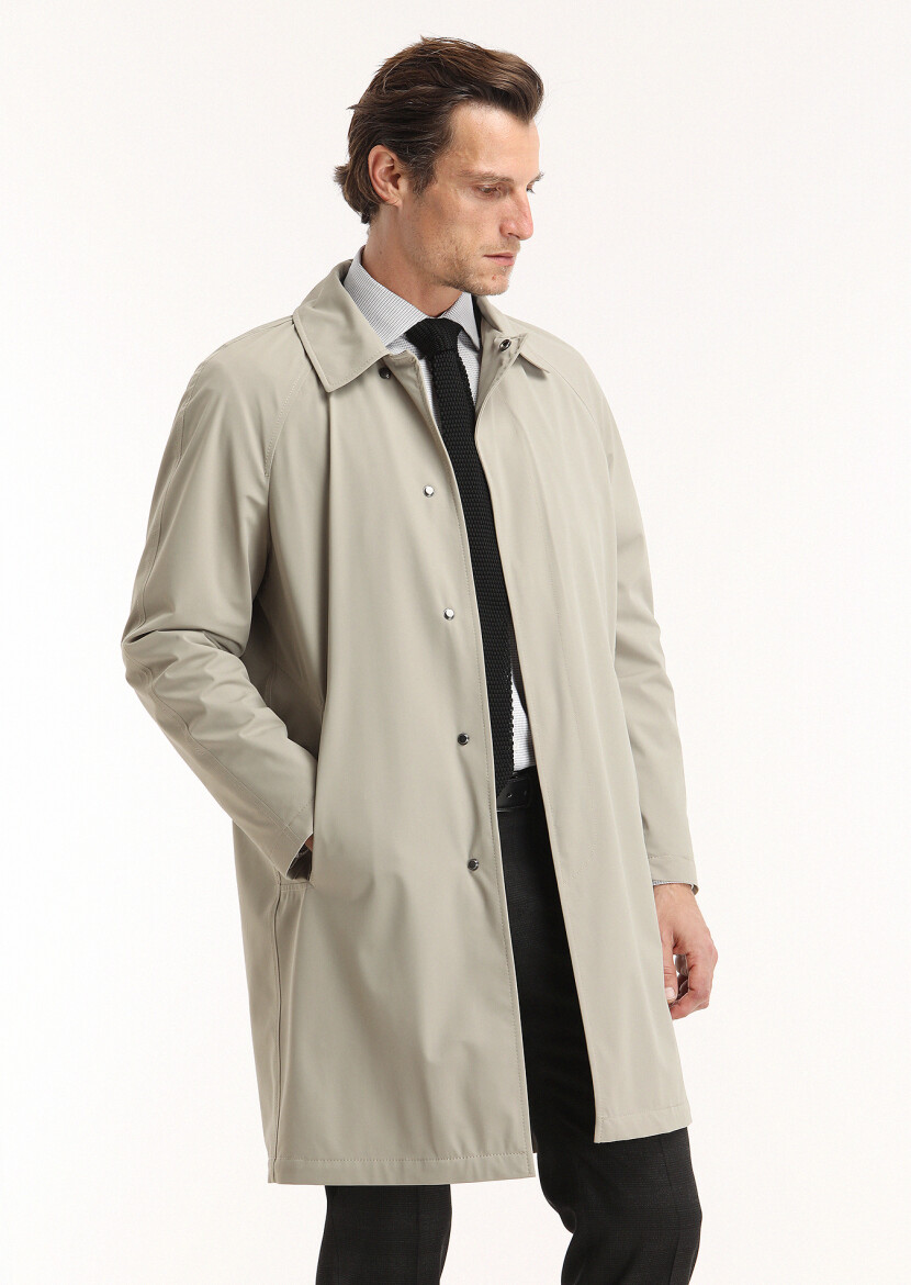 Kum Regular Fit Gömlek Yaka Casual Dokuma Pardesü - 2