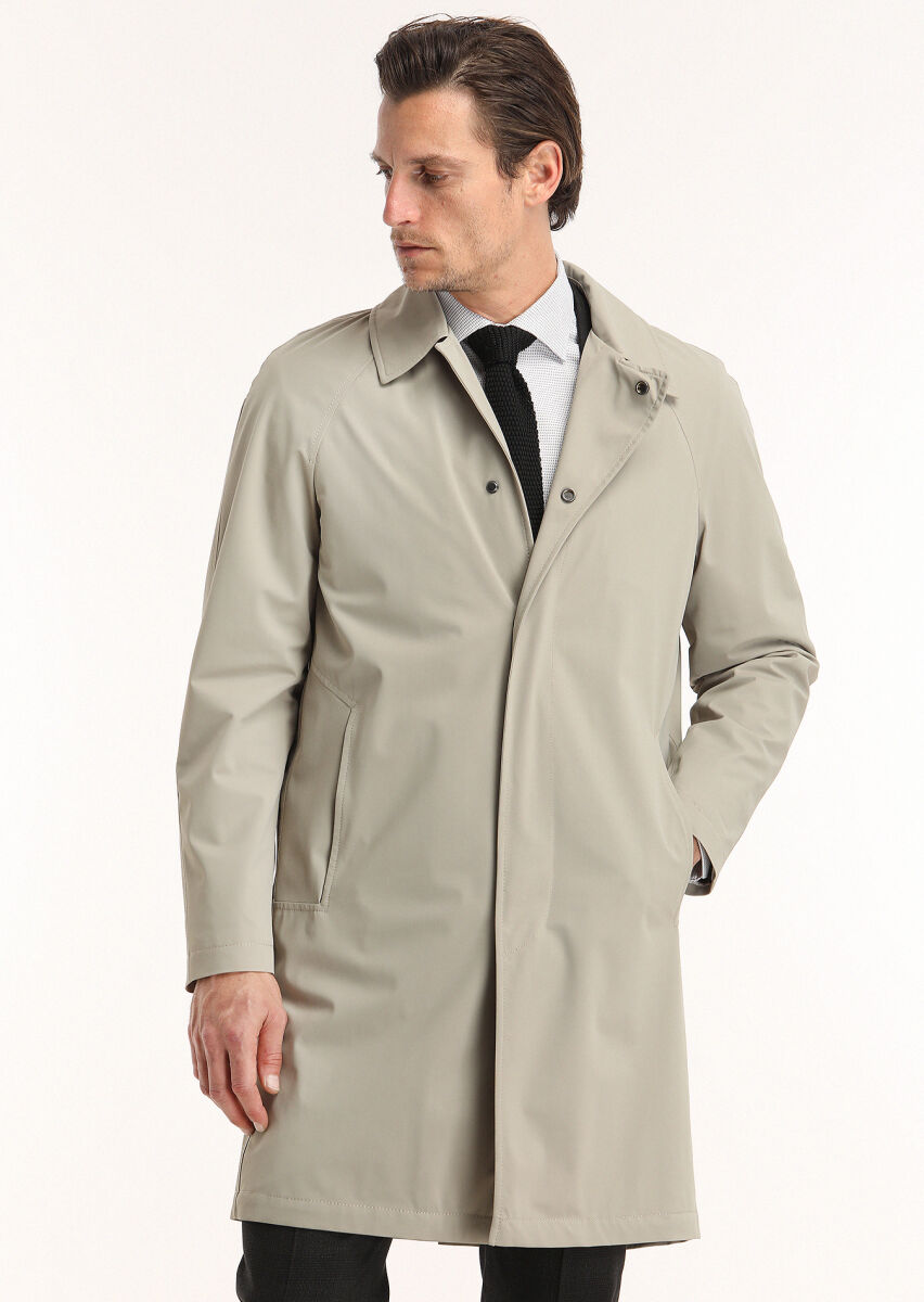 Kum Regular Fit Gömlek Yaka Casual Dokuma Pardesü - 3