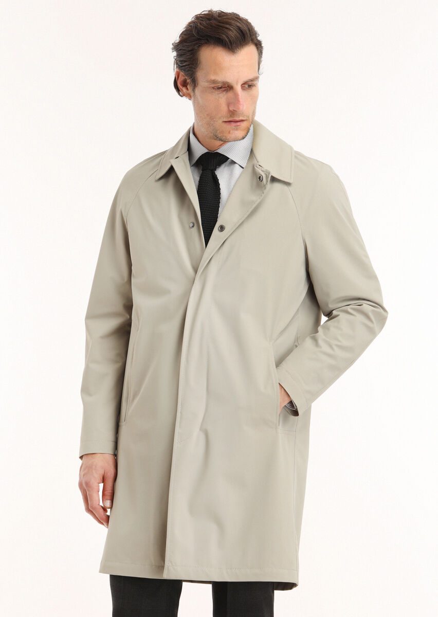 Kum Regular Fit Gömlek Yaka Casual Dokuma Pardesü - 4