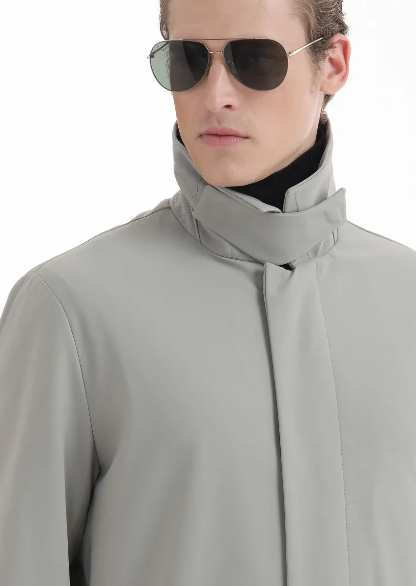 Kum Regular Fit Gömlek Yaka Casual Dokuma Pardesü - 4