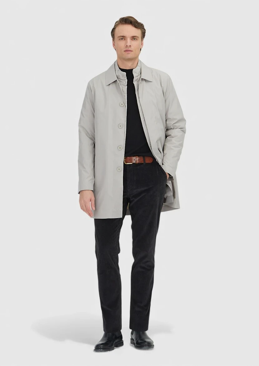 Kum Regular Fit Gömlek Yaka Casual Dokuma Pardesü - RAMSEY