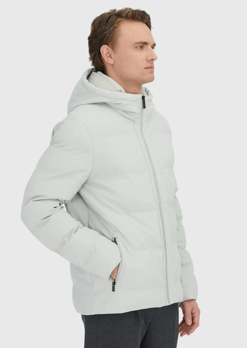 Kum Regular Fit Kapüşonlu Casual Dokuma Mont - 4