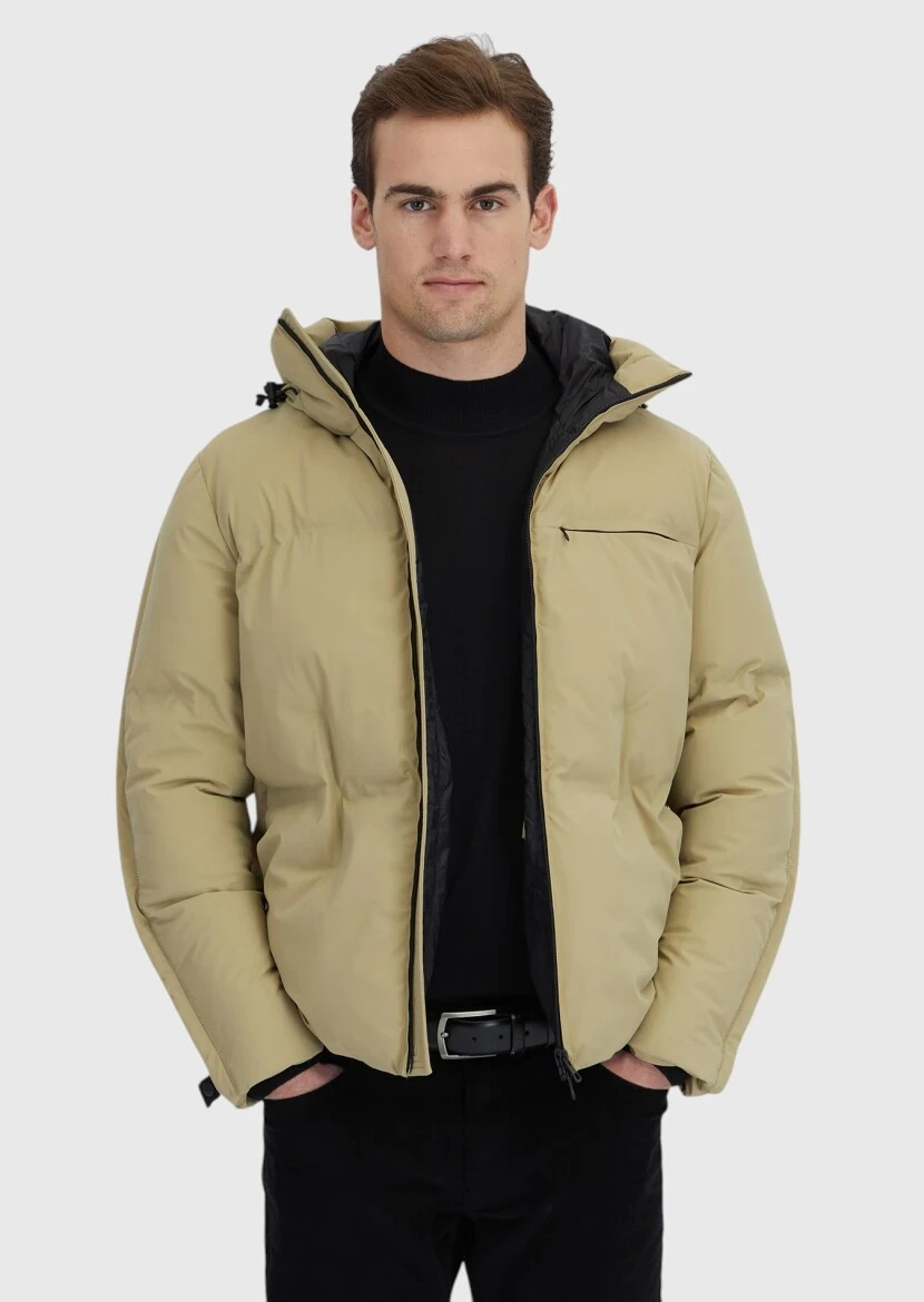 Kum Regular Fit Kapüşonlu Casual Dokuma Mont - RAMSEY