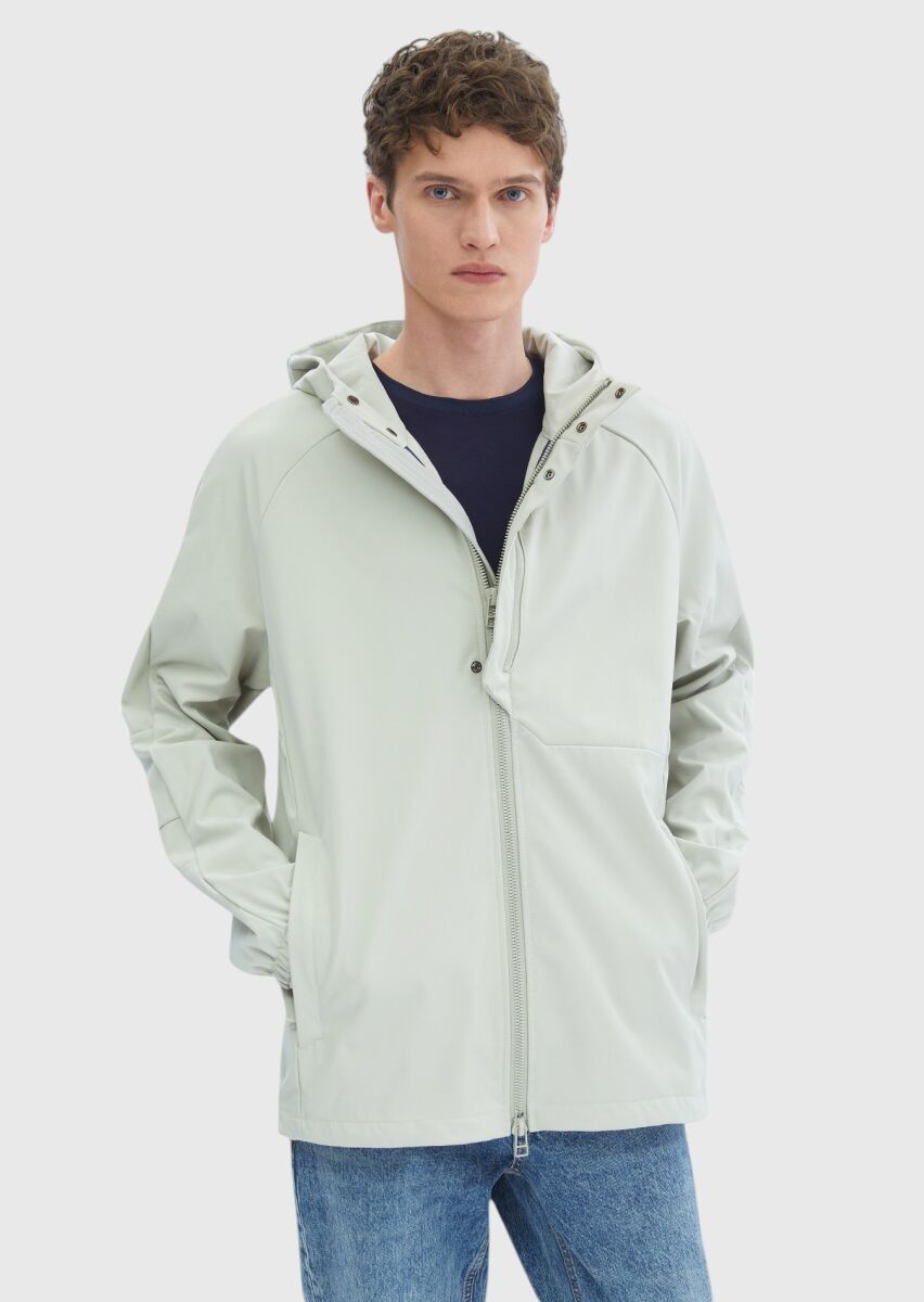 Kum Regular Fit Kapüşonlu Denim Dokuma Mont - 5