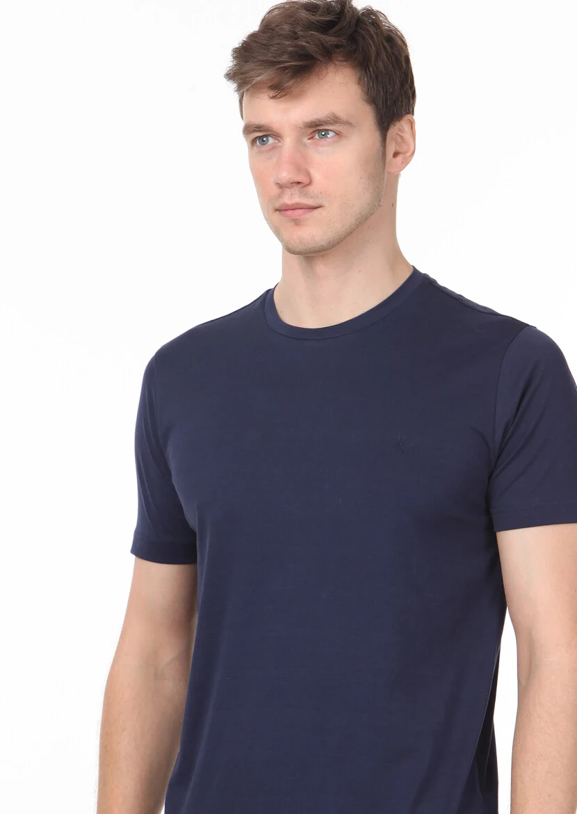 Lacivert %100 Pamuk T-Shirt 