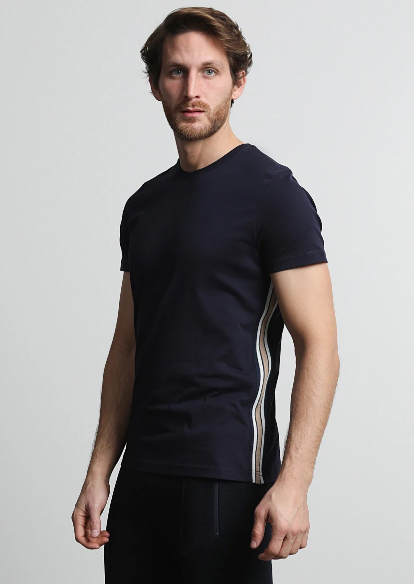 Lacivert %100 Pamuk T-Shirt - 1