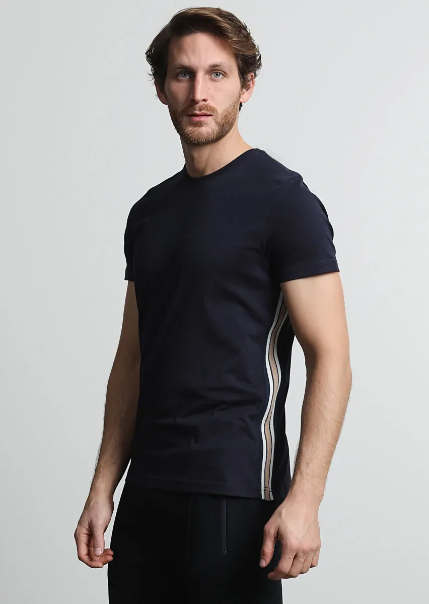 Lacivert %100 Pamuk T-Shirt - 1