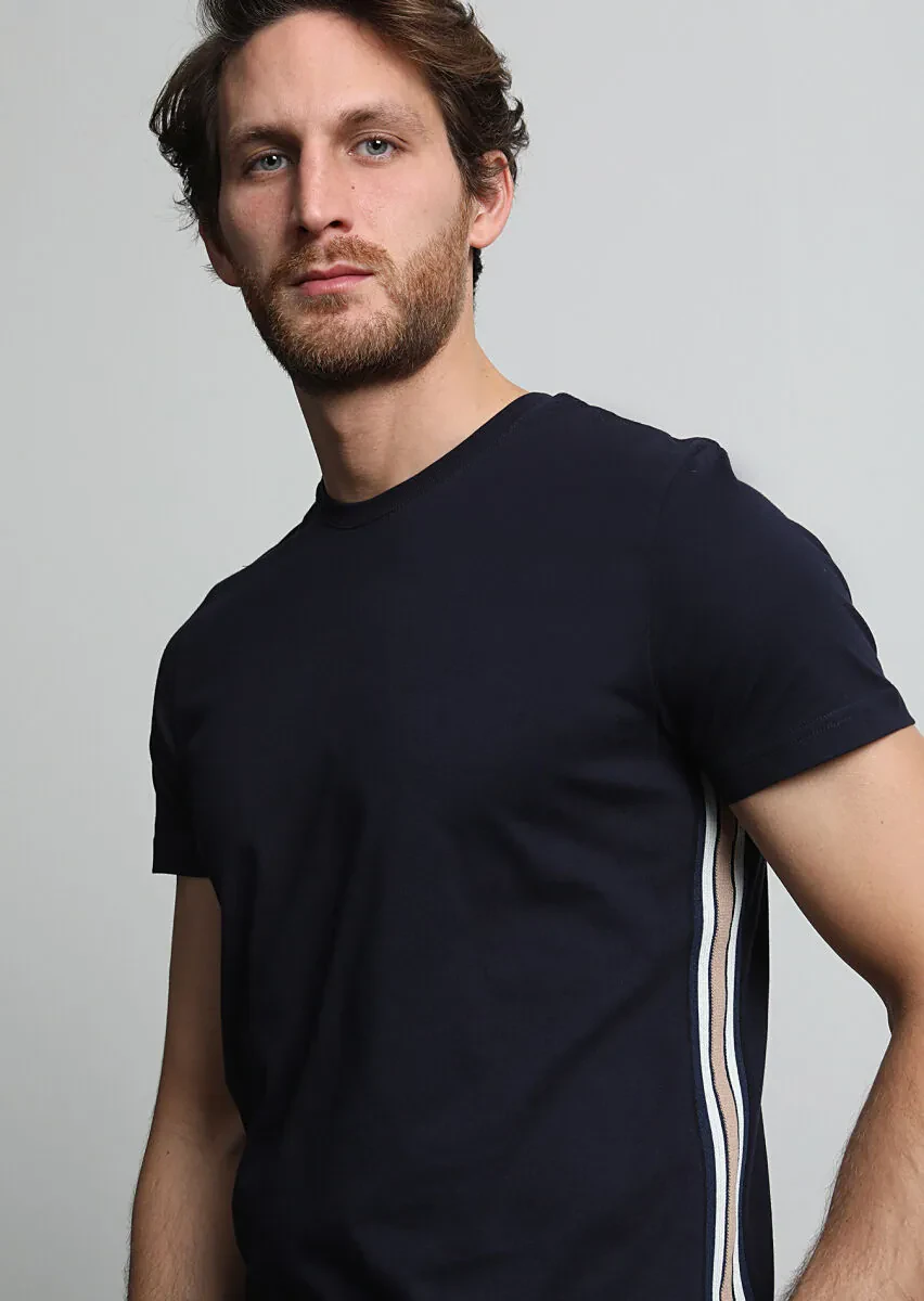 Lacivert %100 Pamuk T-Shirt - 2