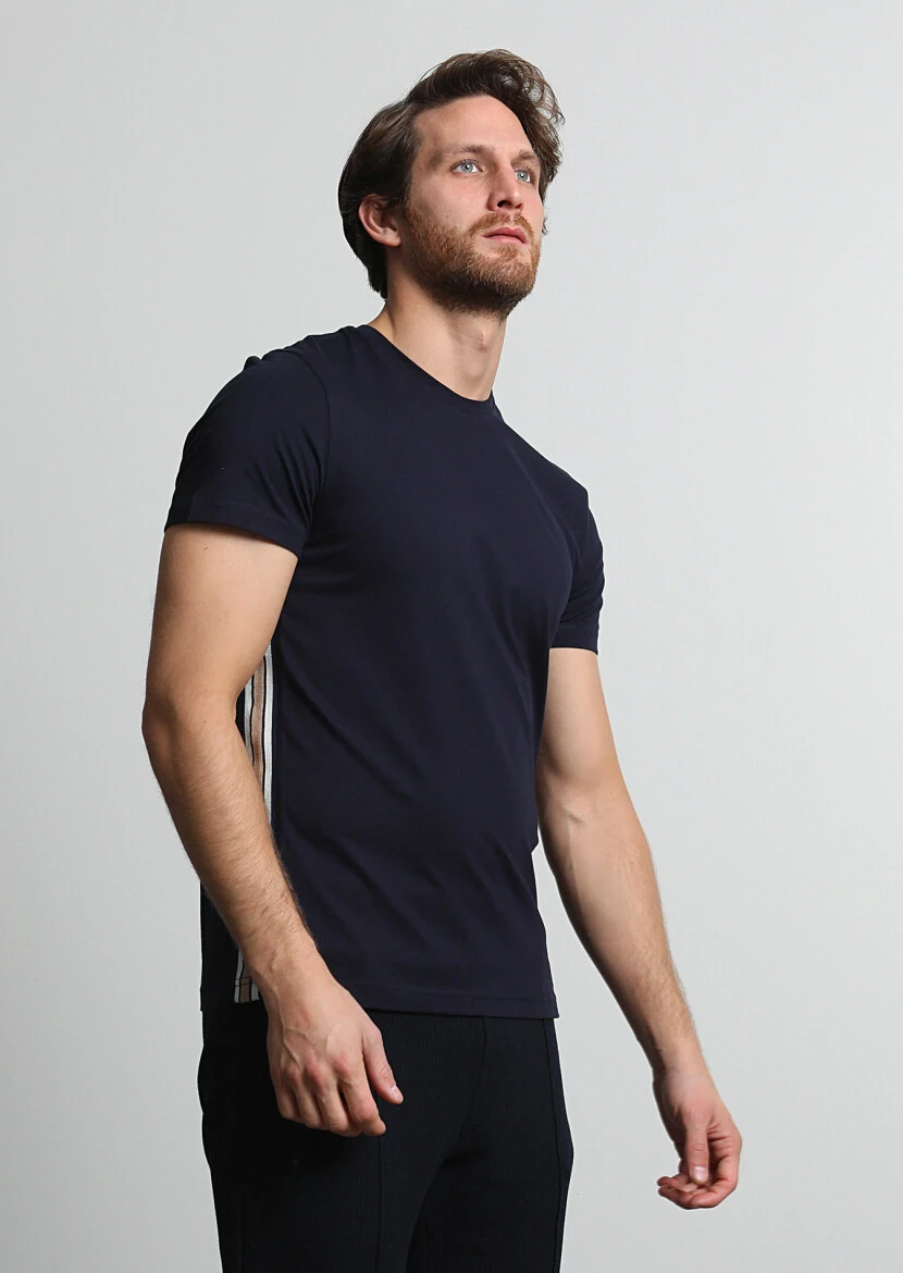 Lacivert %100 Pamuk T-Shirt - 3