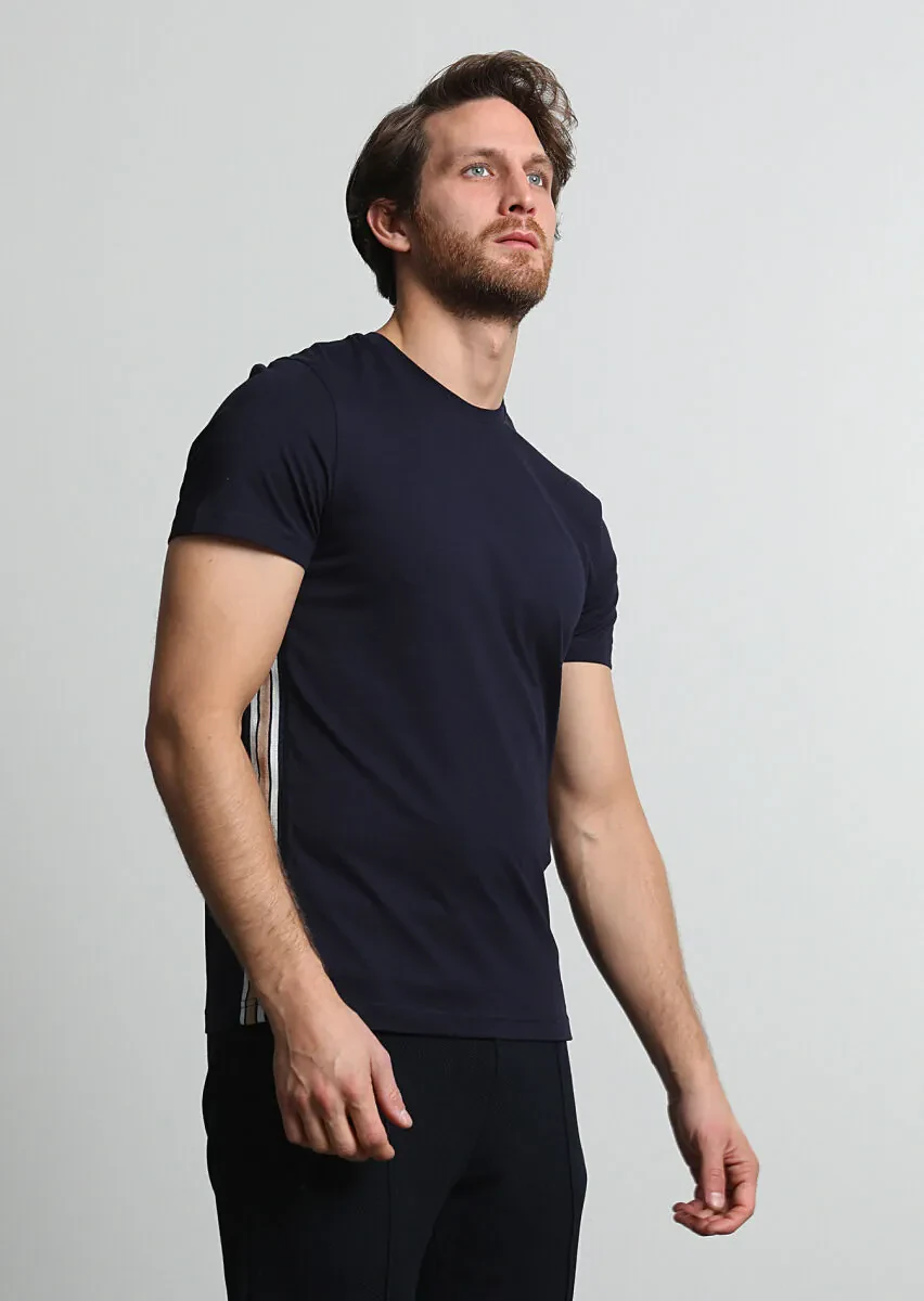 Lacivert %100 Pamuk T-Shirt - 3